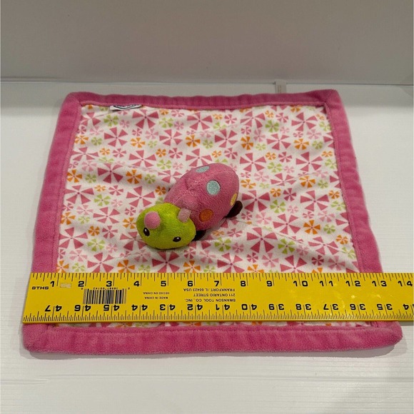 Graco Baby Pink Green Lady Bug Polka Pinwheel Geo Baby Plush Toy Lovey - Picture 5 of 9